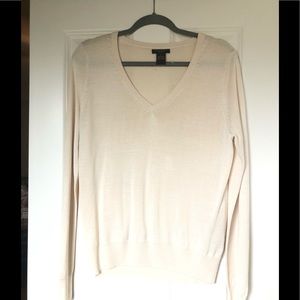 Henri Bendel Cream Silk Sweater Size L